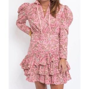 NWOT Anna Cate Isabella Dress Block Print Pink Floral Large , $298
